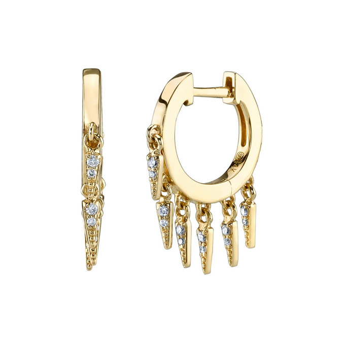 Sydney Evan Pave Fringe Drop Huggie Hoops