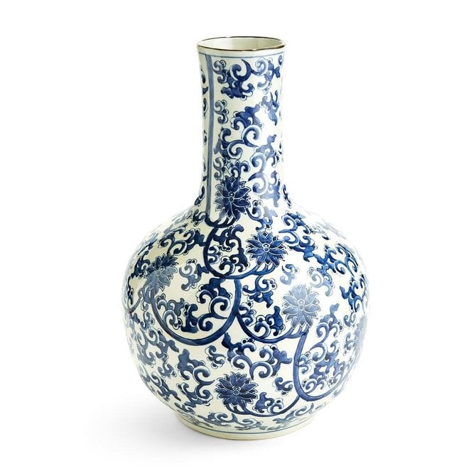 Two's Company Blue & White Lotus Flower Vase/Pl