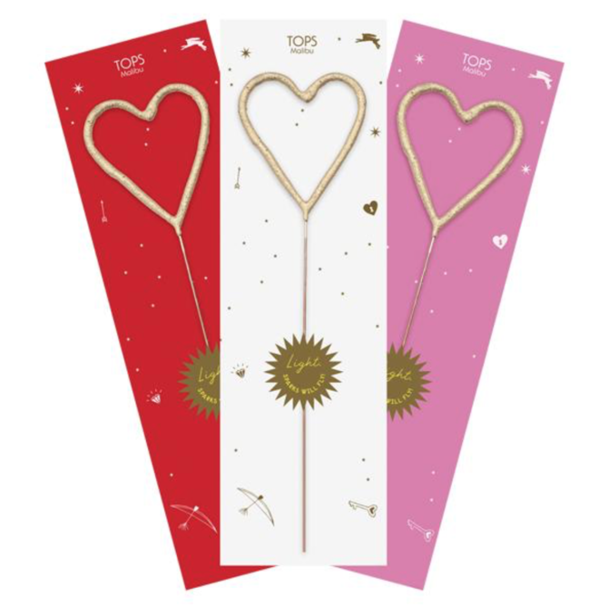 Tops Malibu Big Golden Sparkler Wand Heart