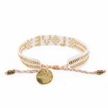 Love Project Seed Bead LOVE Bracelet - White & Gold