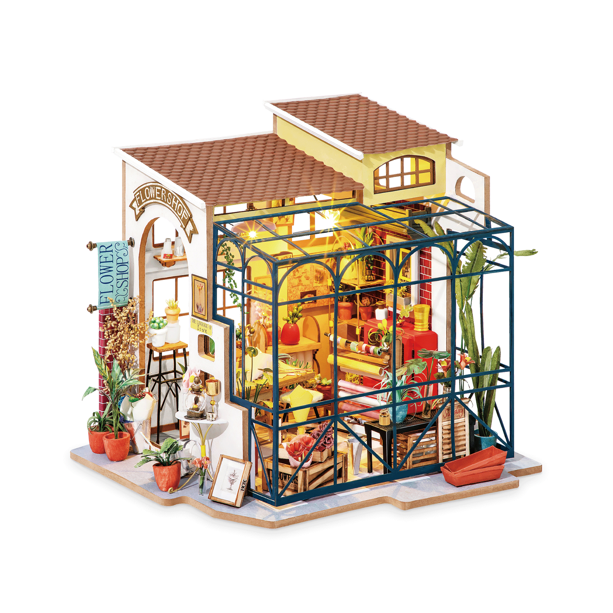 Hands Craft Flower Shop DIY Miniature Dollhouse Kit