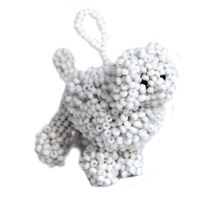 Melange White Poodle Ornament