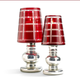 Tozai Large Grandeur Red Hurricanes with Mercury Glass Finish Base