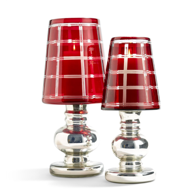 Tozai Large Grandeur Red Hurricanes with Mercury Glass Finish Base