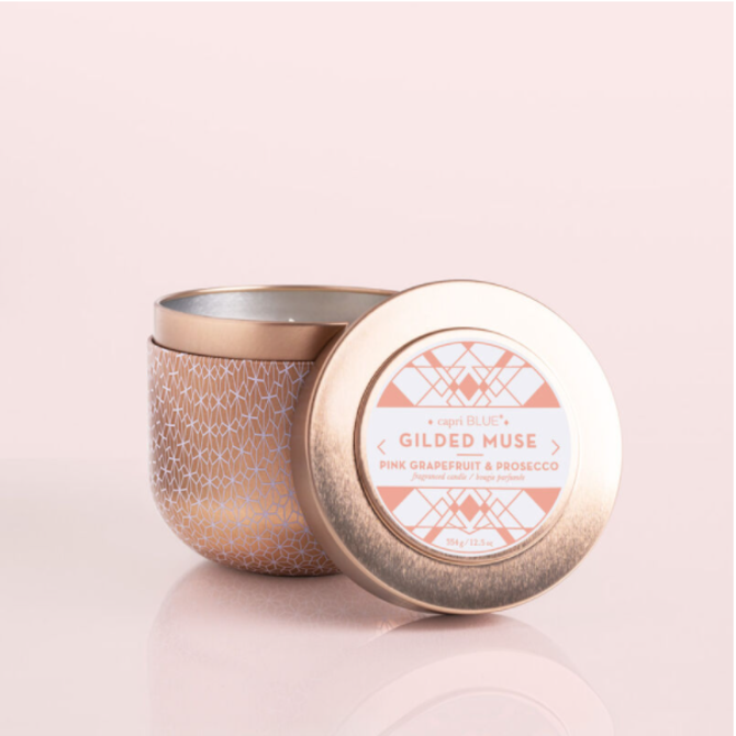 Capri Blue Pink Grapefruit & Prosecco Gilded Muse Rose Gold Tin