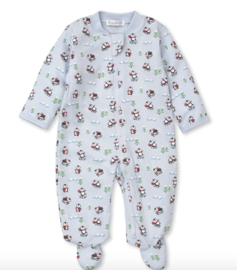 Kissy Kissy Slippery Slopes Print Zip Footie Blue 6-9 Months