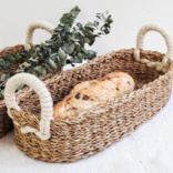 Korissa Savar Bread Basket with White Handles- Small