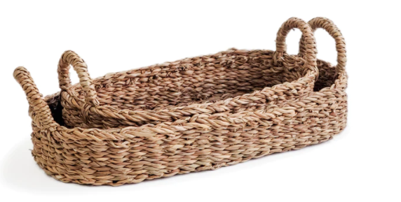 Korissa Savar Bread Basket with Natural Handle - Large