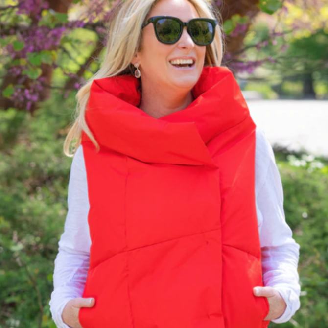 Pretty Rugged Red Waterproof Pretty Puffer Vest M/L