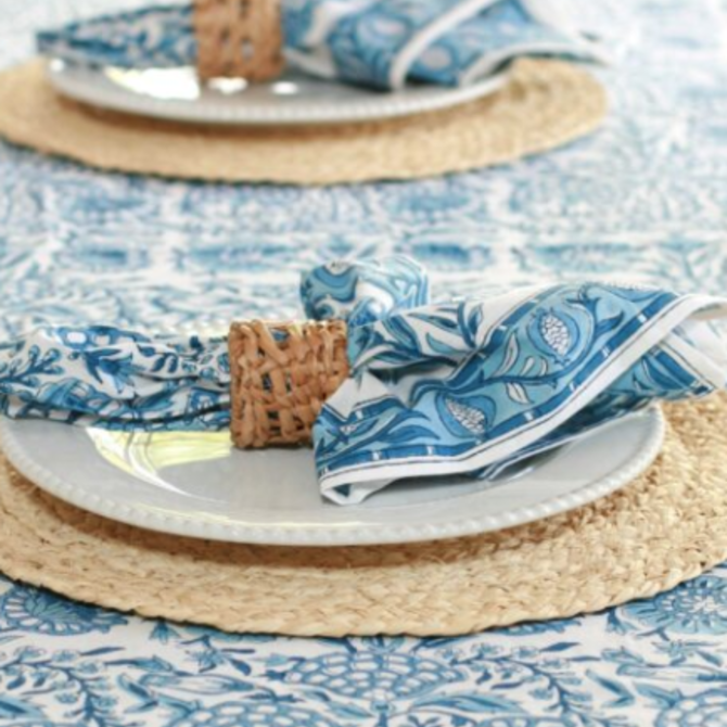 Pacific & Rose Tablecloth Caroline Blue 60x125