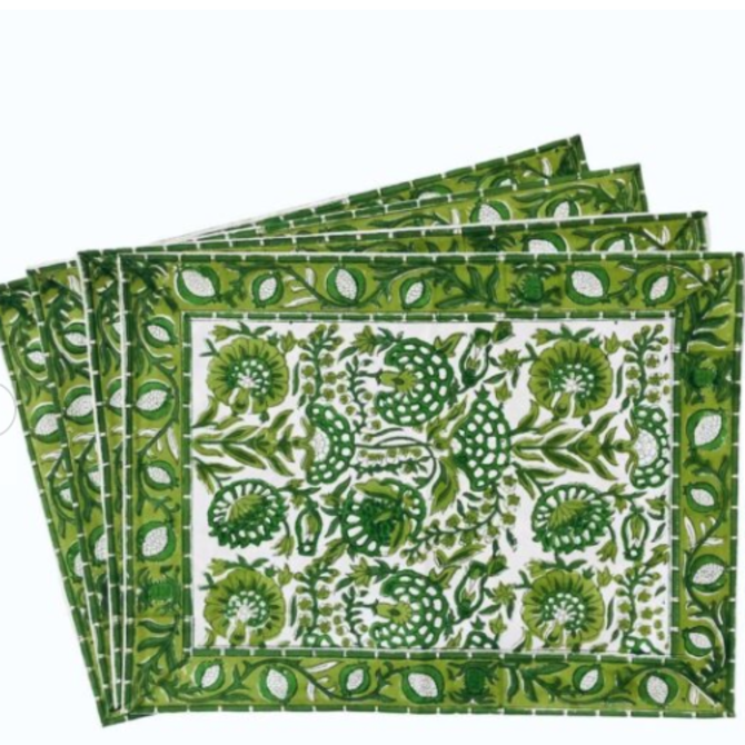 Pacific & Rose Pacific & Rose Caroline Placemat Green  (set of four)