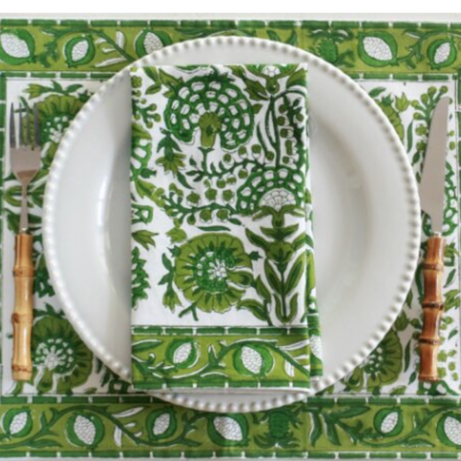 Pacific & Rose Pacific & Rose Caroline Placemat Green  (set of four)