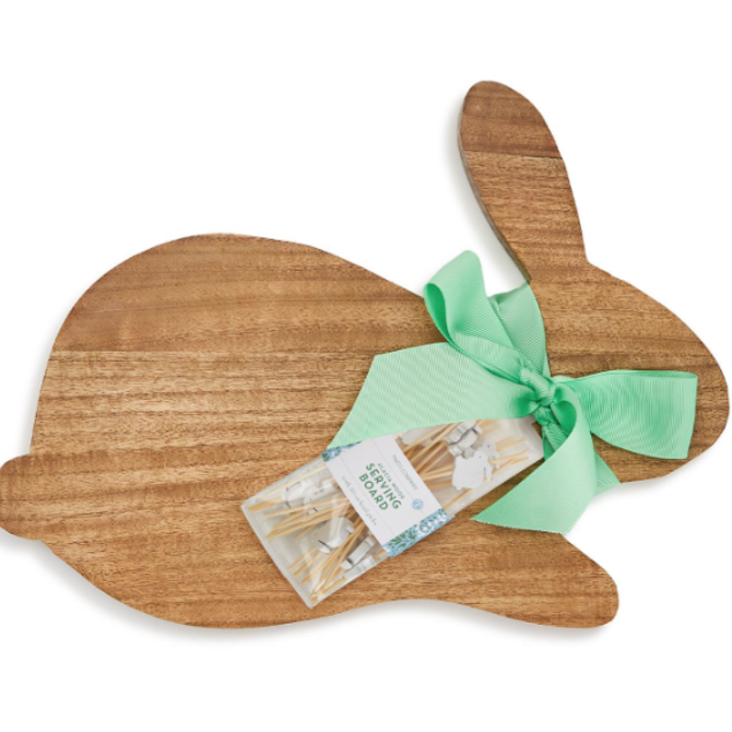 Two's Company Bunny Serving Board w/20 Bunny Picks