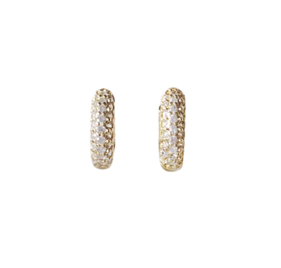 Market and King Clear Micro Pave Huggie Earrings | default