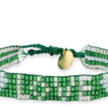 Love Project Seed Bead LOVE w/Hearts Bracelet - Emerald