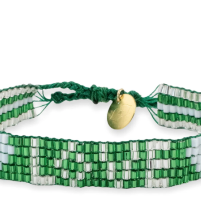 Love Project Seed Bead LOVE w/Hearts Bracelet - Emerald