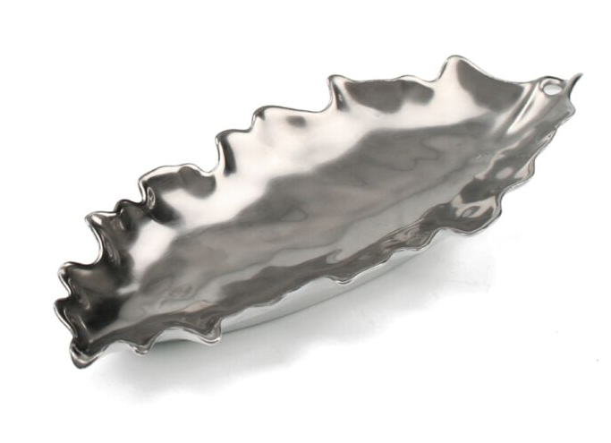 William Yeoward Oak Leaf Dish - Platinum - 13-1/2"