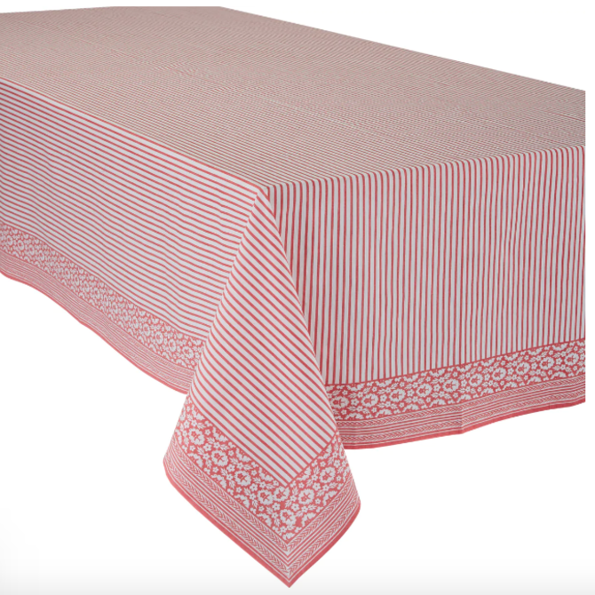 Amanda Lindroth Petite Stripe Tablecloth Watermelon, 60"x120"