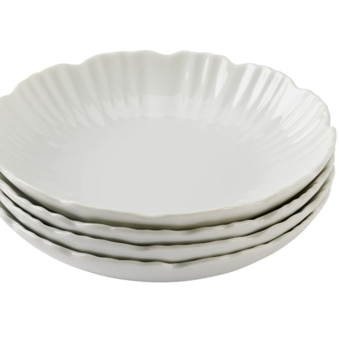 Amanda Lindroth Ruffle Edge Everything Bowl White S/4