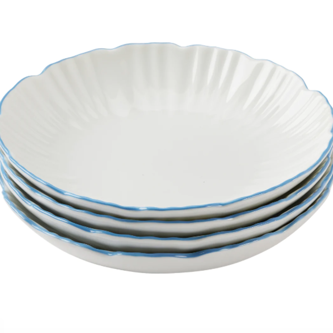 Amanda Lindroth Ruffle Edge Everything Bowl Blue S/4