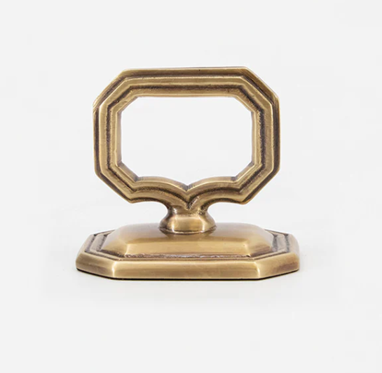 Hester & Cook Napkin Ring with Place Card Holder- Brass