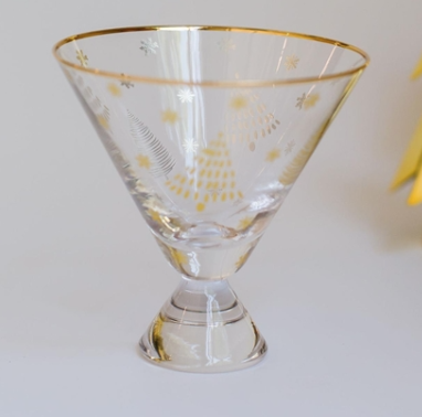 Mary Square Glass Martini Gold Trees