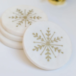 Mary Square Coaster Marble Snow Flake - 4 pcs