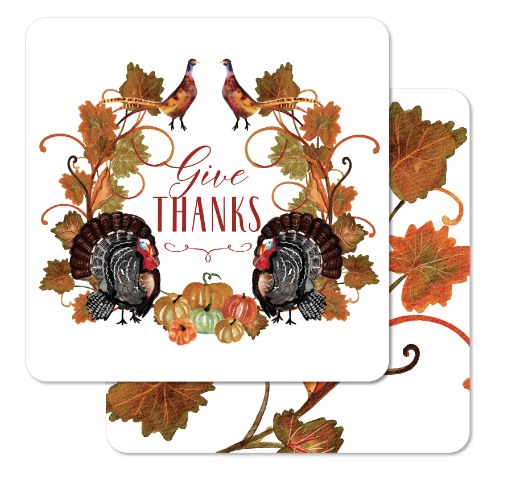 Sip Sip Hooray Give Thanks Thanksgiving Turkey Coaster - 6 pk