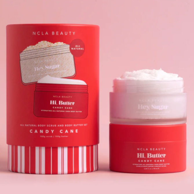 NCLA Beauty Candy Cane Body Scrub and Body Butter Holiday Gift Set