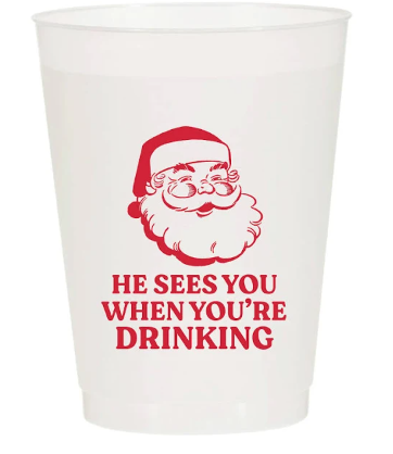 Sip Hip Hooray He Sees You When You're Drinking Set of 10 Reusable Cups