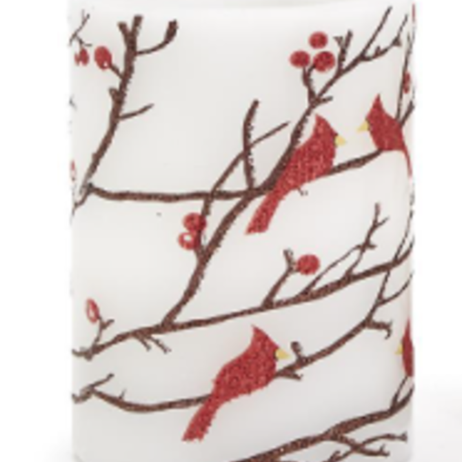 Two's Company Red Cardinal Flameless Flickering Candle - Small