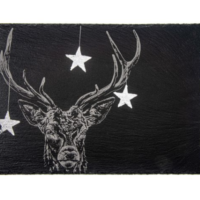 Selbrae House Christmas Stag Silver Leaf Cheese Board