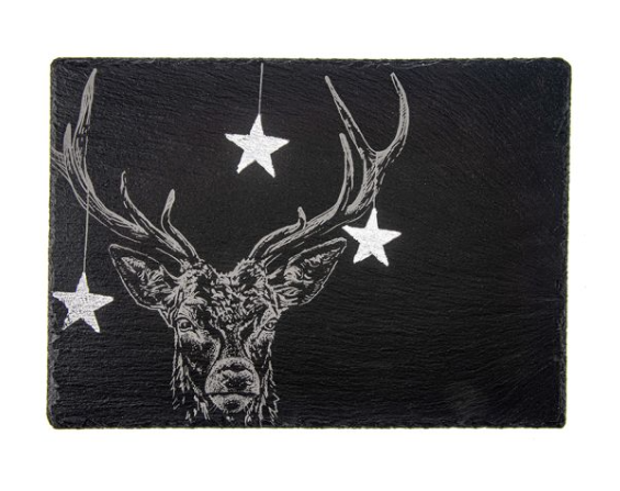Selbrae House Christmas Stag Silver Leaf Cheese Board
