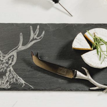 Selbrae House Stag Slate Tray, Knife and Pourer Set