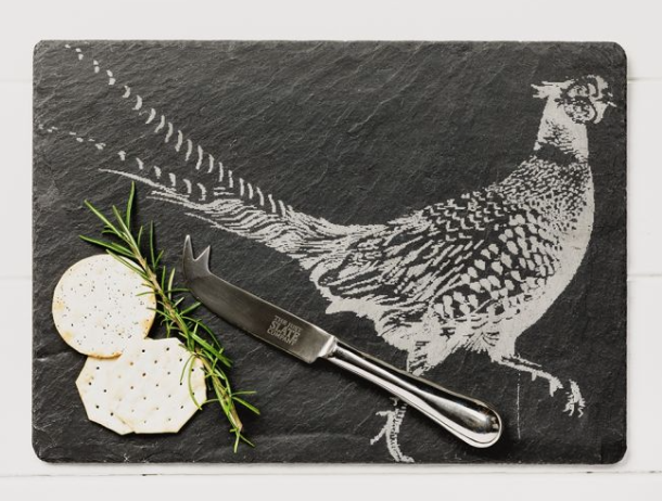 Selbrae House Pheasant Slate Cheese Board and Knife Set