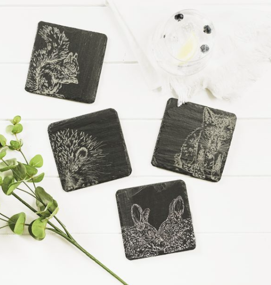 Selbrae House Woodland  Friends Slate Coasters Set 4