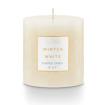 Illume Winter White 3x3 Small Etched Pillar Candle