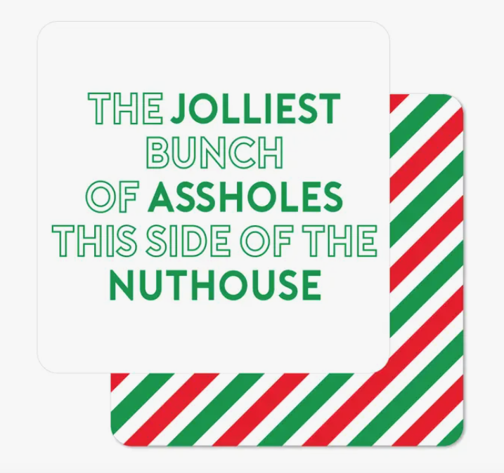 Sip Sip Hooray Jolliest Assholes Christmas Lampoon Coasters set 6