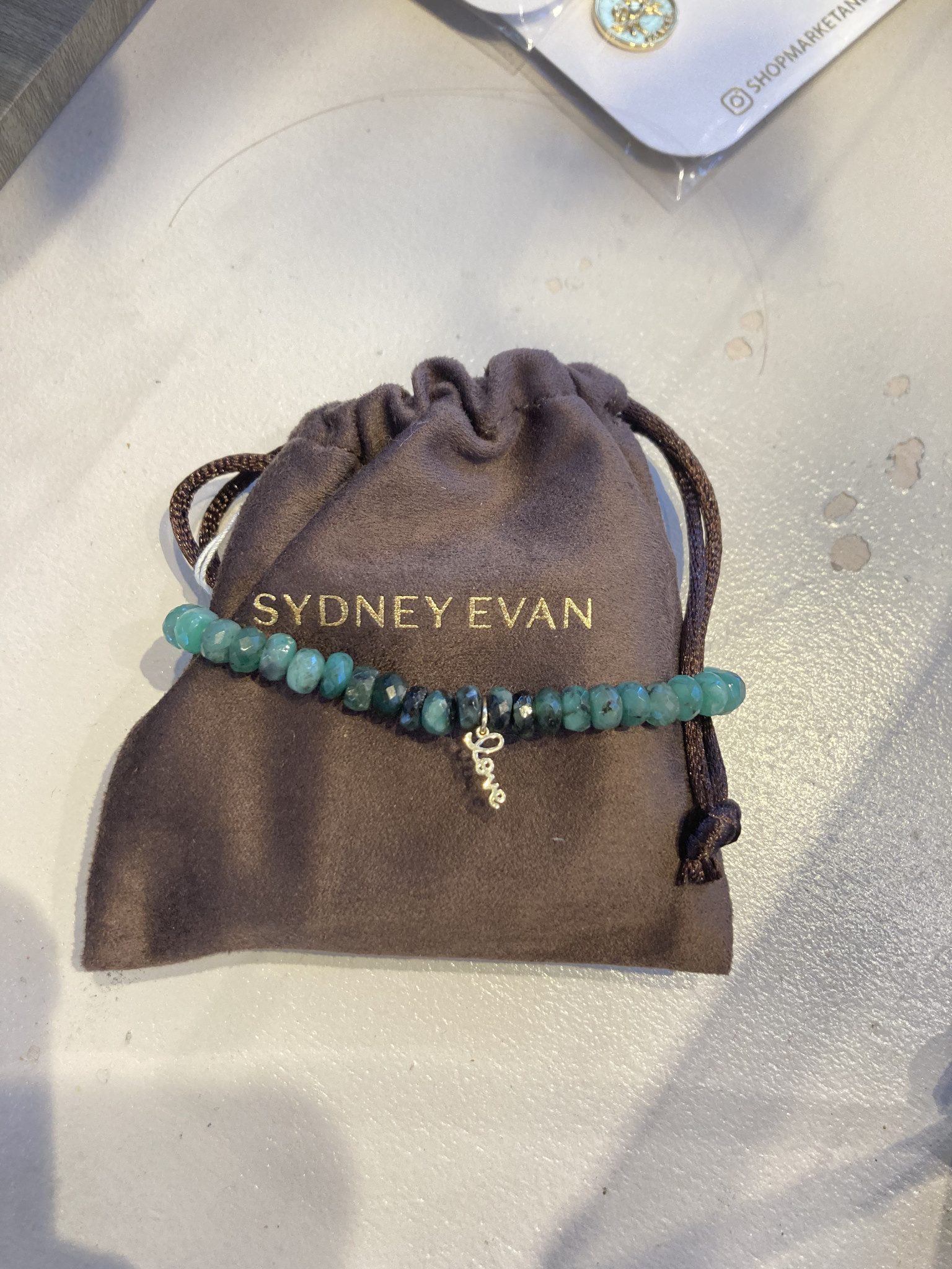 Sydney Evan Tiny Pure Love Charm 6MM Shaded Emerald Ombre Rondelle