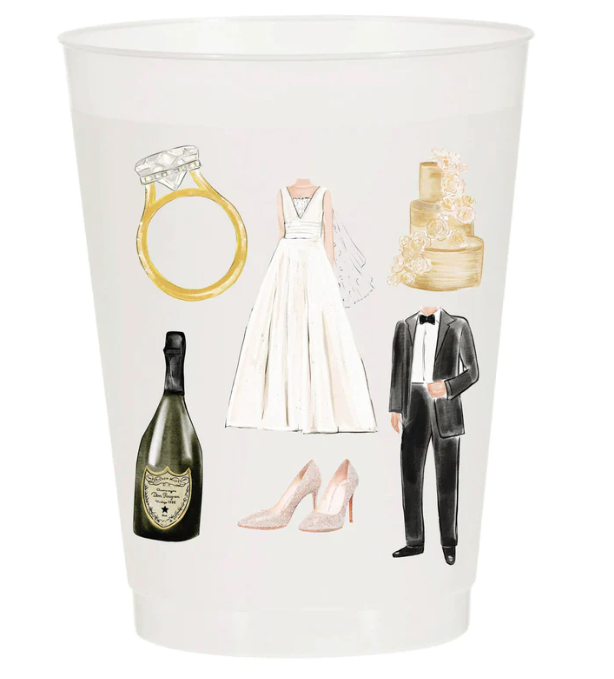 Sip Sip Hooray Wedding Collage Reusable Cups (Set of 10)