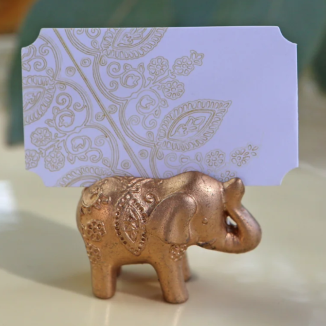Kate Aspen Gold Lucky Elephant Place Card Holders - set of 6