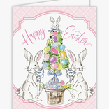 RosanneBeck Collections Happy Easter Bunnies with Egg Topiaries Greeting Card