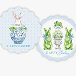 RosanneBeck Collections Happy Easter Bunny in Chinoiserie Pot Scalloped Gift Tags