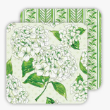 RosanneBeck Collections Handpainted Green Hydrangea Paper Coaster