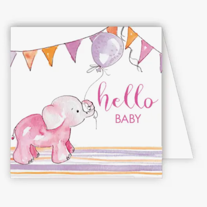 RosanneBeck Collections Hello Baby Pink Elephant Enclosure Card