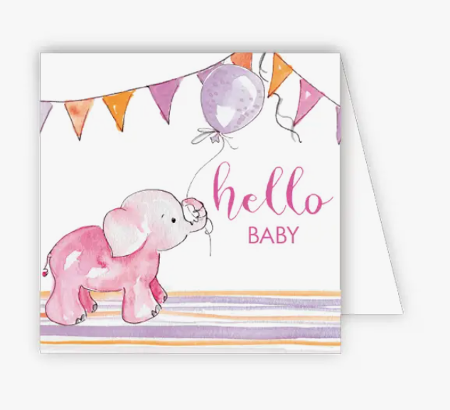 RosanneBeck Collections Hello Baby Pink Elephant Enclosure Card