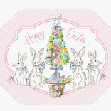 RosanneBeck Collections Happy Easter Bunnies with Egg Topiary Posh Die-Cut Placemat