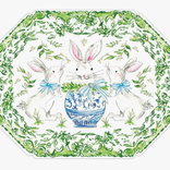 RosanneBeck Collections Handpainted Bunny in Chinoiserie Pot Posh Die-Cut Placemat