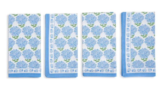 Plympt Hemstitched with Embroidered Hydrangea 20 Cotton Napkin (Set of 6) Ophelia & Co. Color: White/Blue
