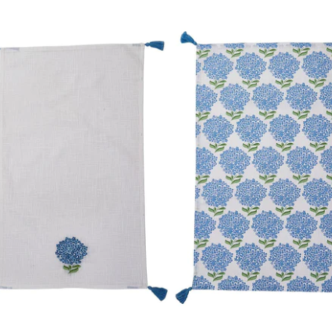 Two's Company Hydrangea Dish Towels - Set of 2